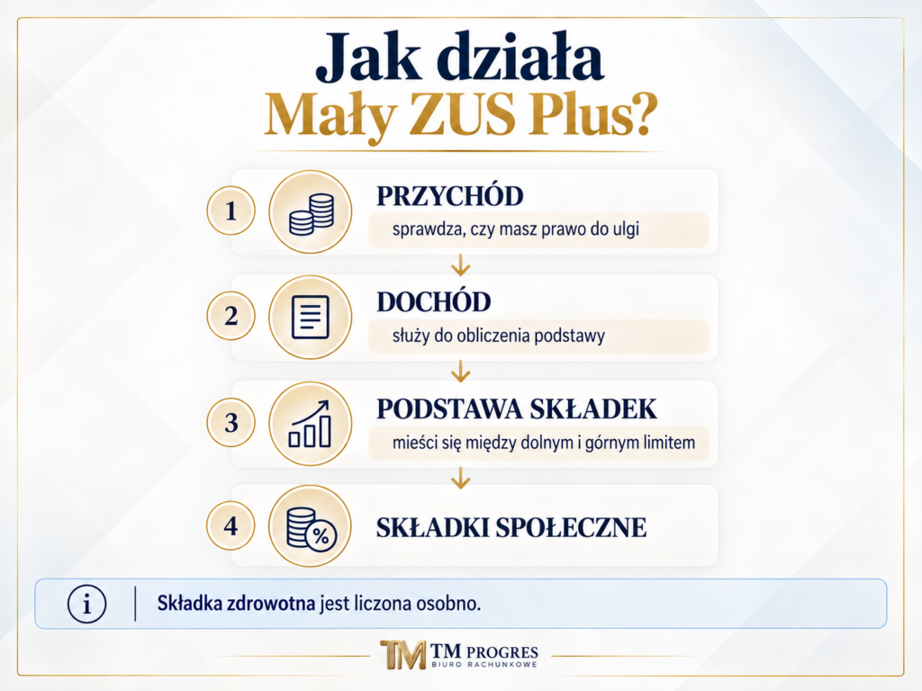 Jak oblicza się Mały ZUS Plus – przychód, dochód i podstawa składek społecznych